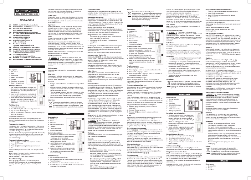 Page n°1 - Manuel utilisateur Konig SEC-APD10