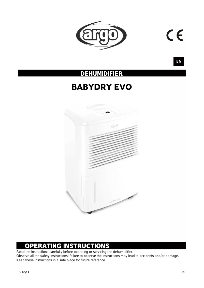 Image de la première page du manuel de l'appareil BabyDry Evo 11