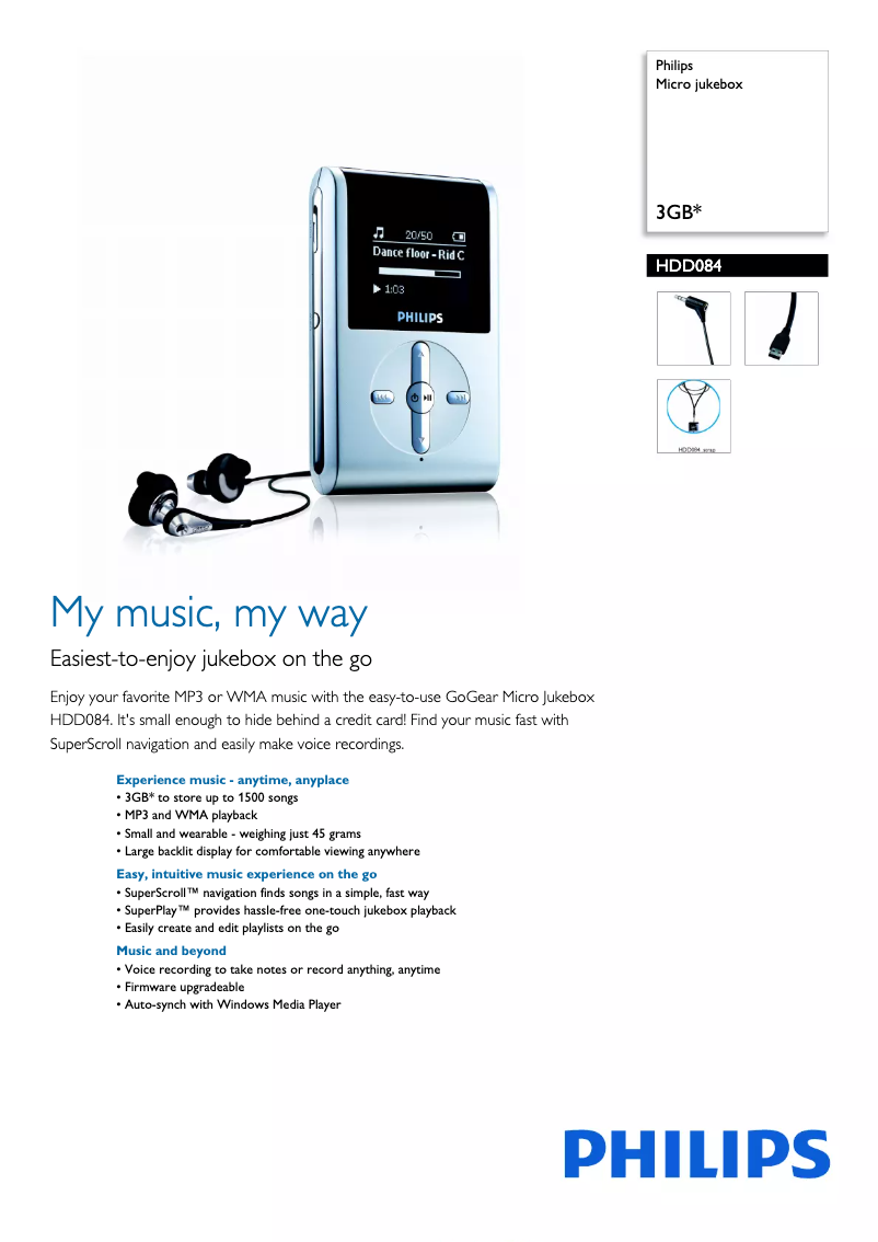 Page n°1 - Brochure Philips GoGear HDD084