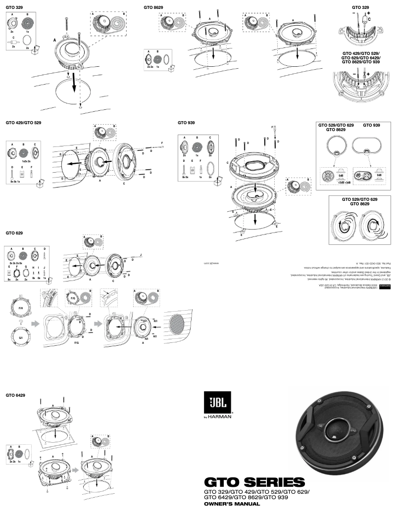 Page 1 de la notice Manuel utilisateur JBL GTO 529