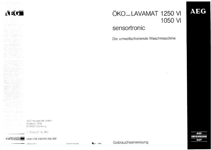 Page n°1 - Manuel utilisateur AEG Lavamat 1250 VI