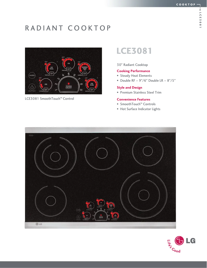 Page 1 de la notice Fiche technique LG LCE3081ST