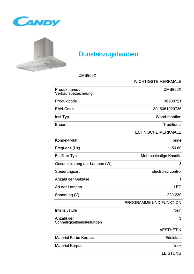 Image de la première page du manuel de l'appareil CMB955X