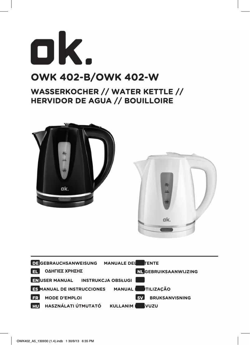 Page 1 de la notice Manuel utilisateur OK OWK 402-W