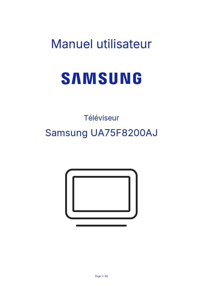 Page n°1 - Manuel utilisateur Samsung UA75F8200AJ