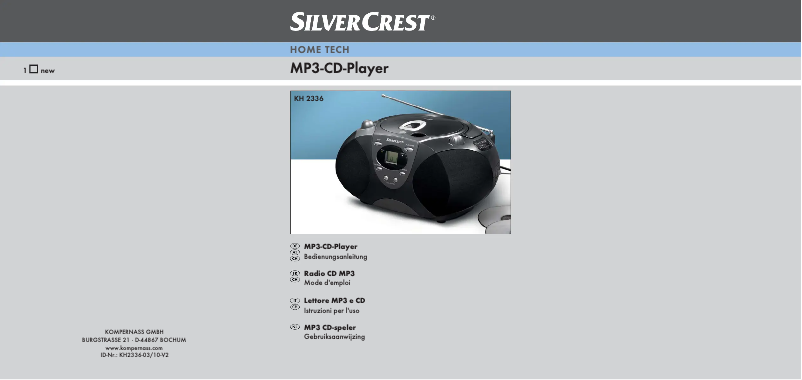 Page n°1 - Manuel utilisateur SilverCrest KH 2336