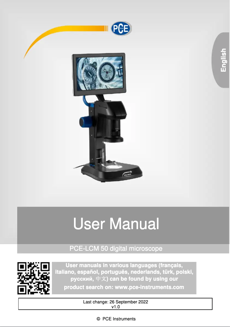 Page 1 de la notice Manuel utilisateur PCE Instruments PCE-LCM 50