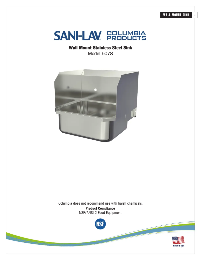 Page n°1 - Manuel utilisateur Sani-Lav 5078