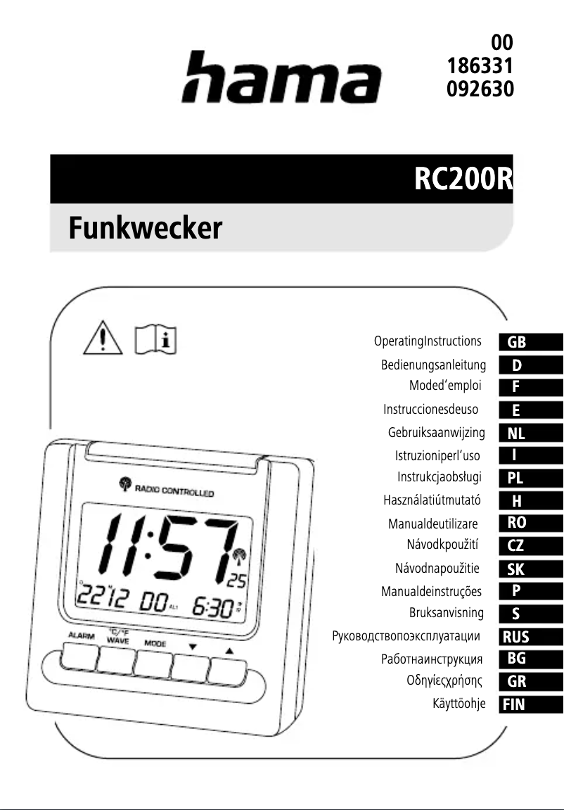 Page 1 de la notice Manuel utilisateur Hama RC200