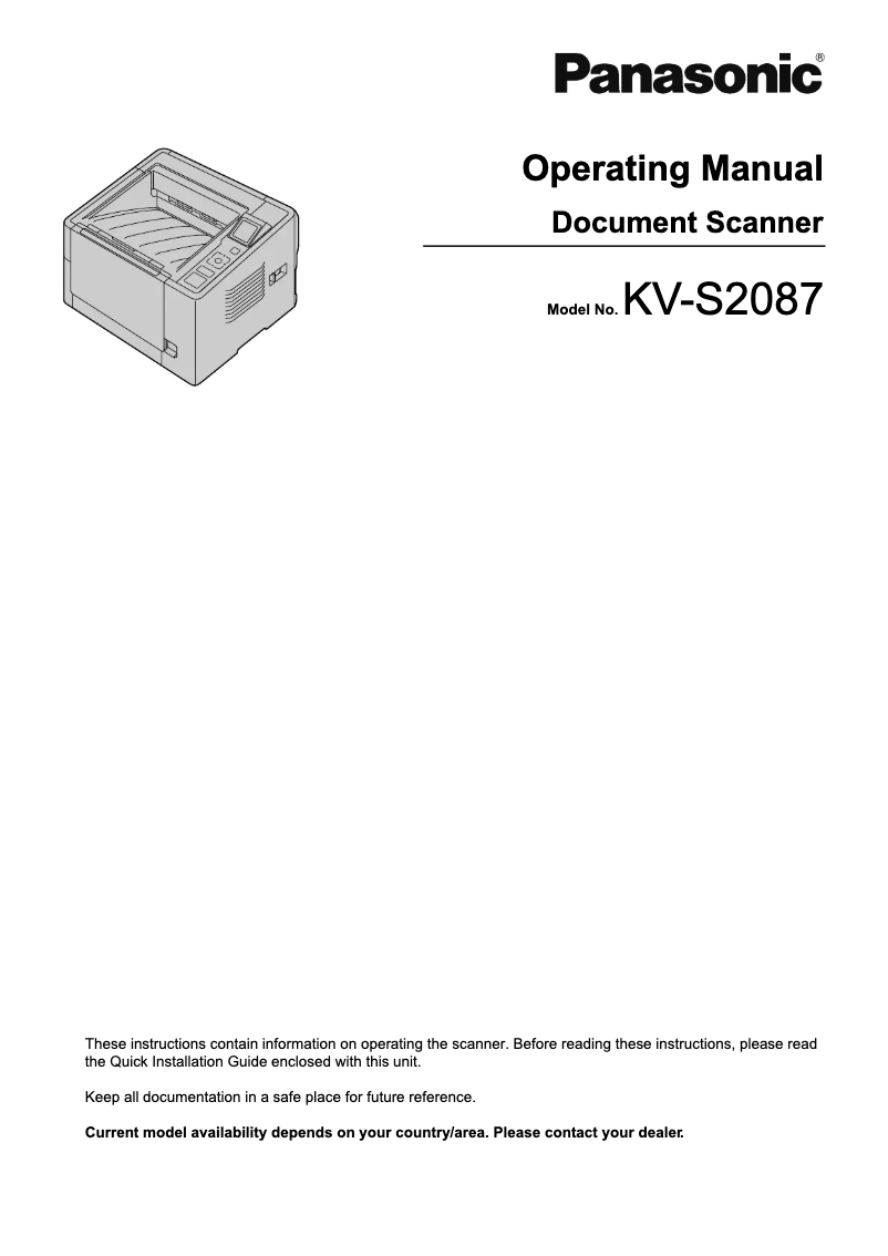 Image de la première page du manuel de l'appareil KV-S2087