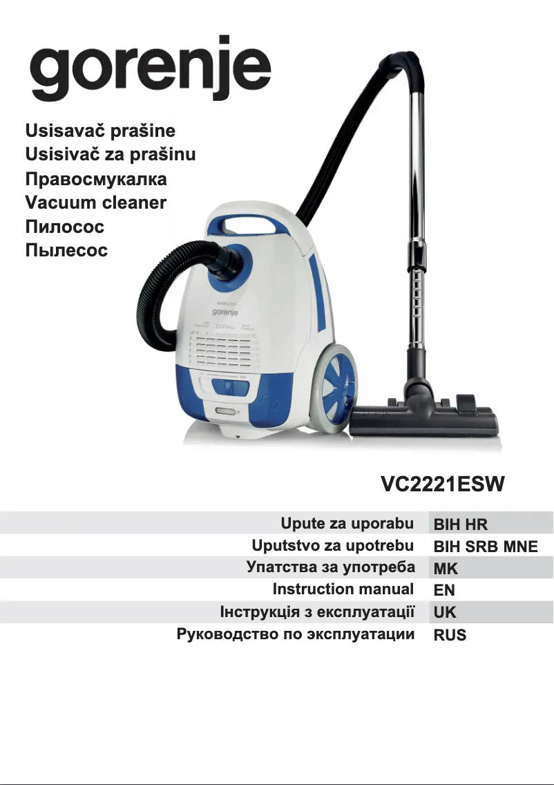 Page n°1 - Manuel utilisateur Gorenje VC2221ESW