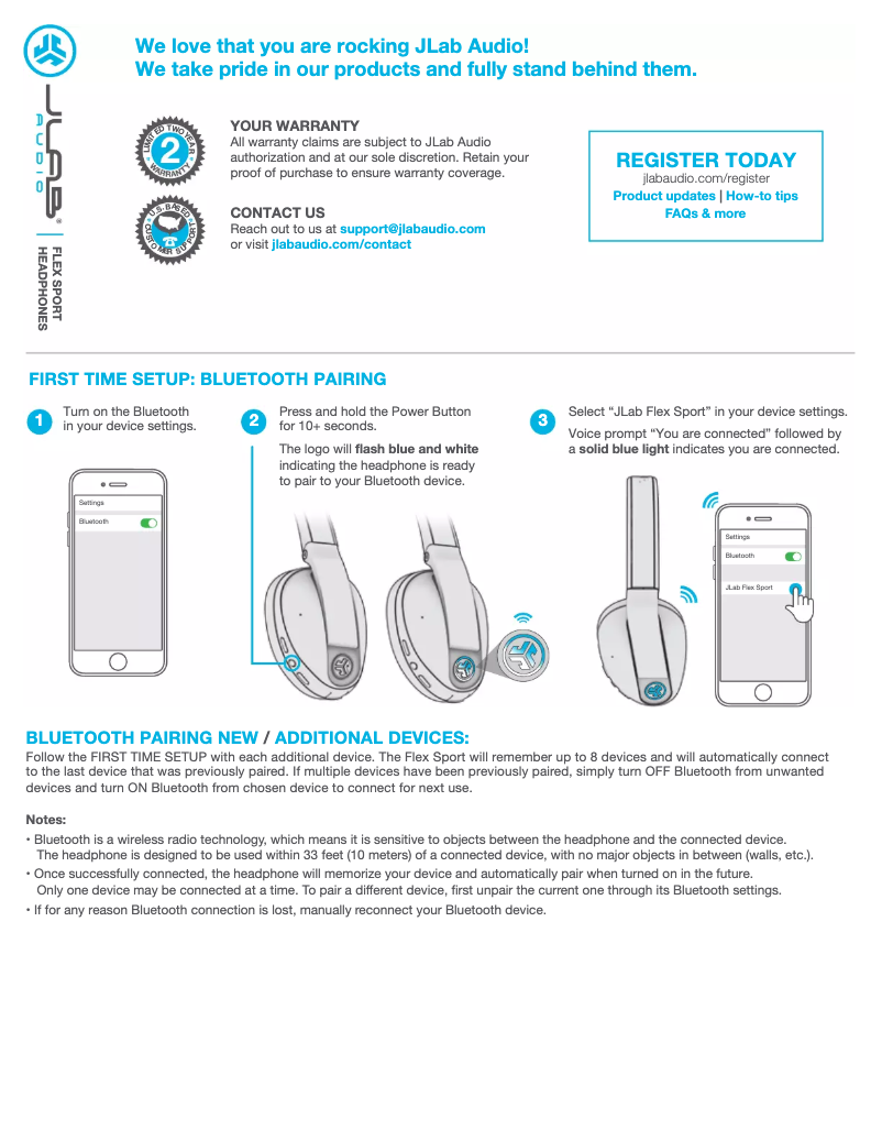 Page 1 de la notice Manuel utilisateur JLab Flex Sport