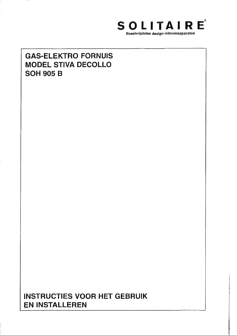 Page n°1 - Manuel utilisateur Solitaire SOH 905 E