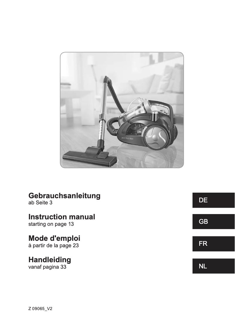 Imagen de la primera página del manual del dispositivo Z 09065