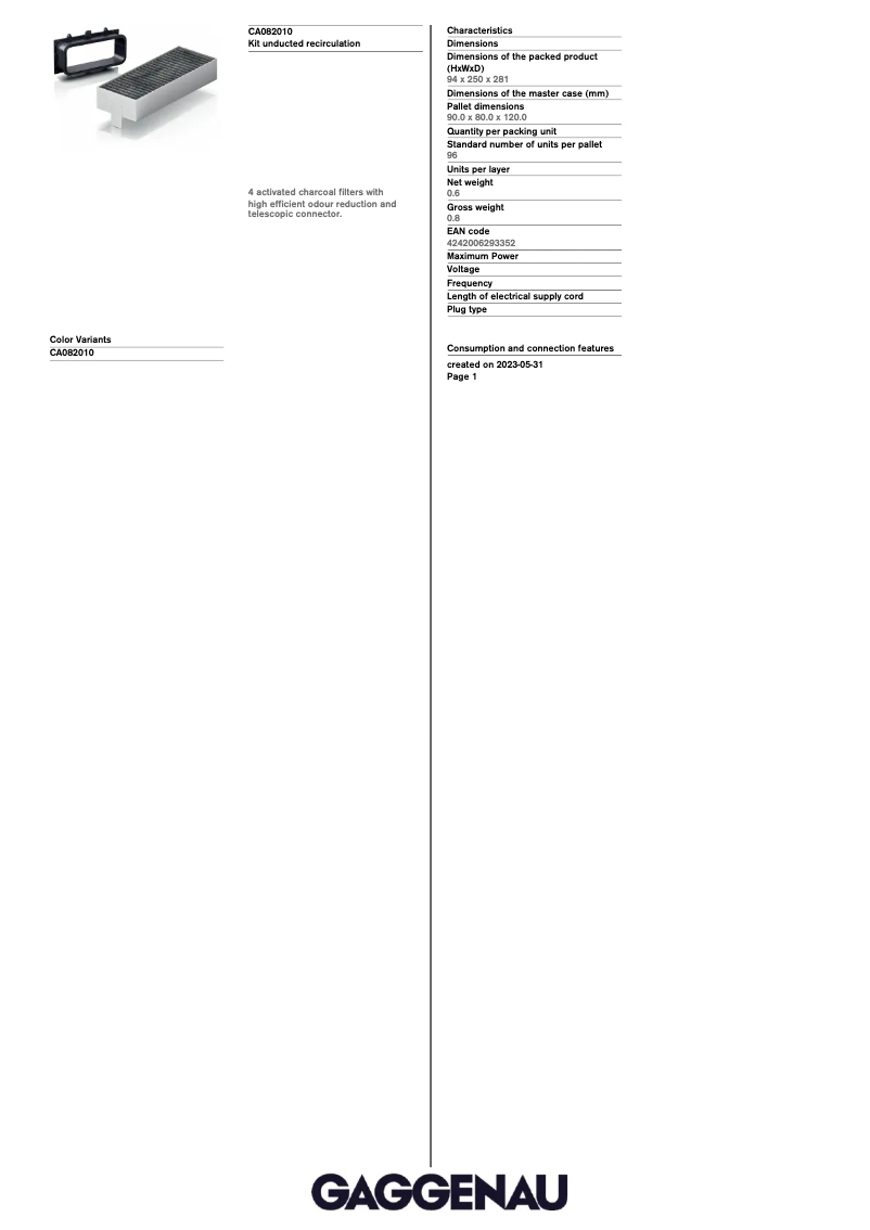 Image de la première page du manuel de l'appareil CA082010