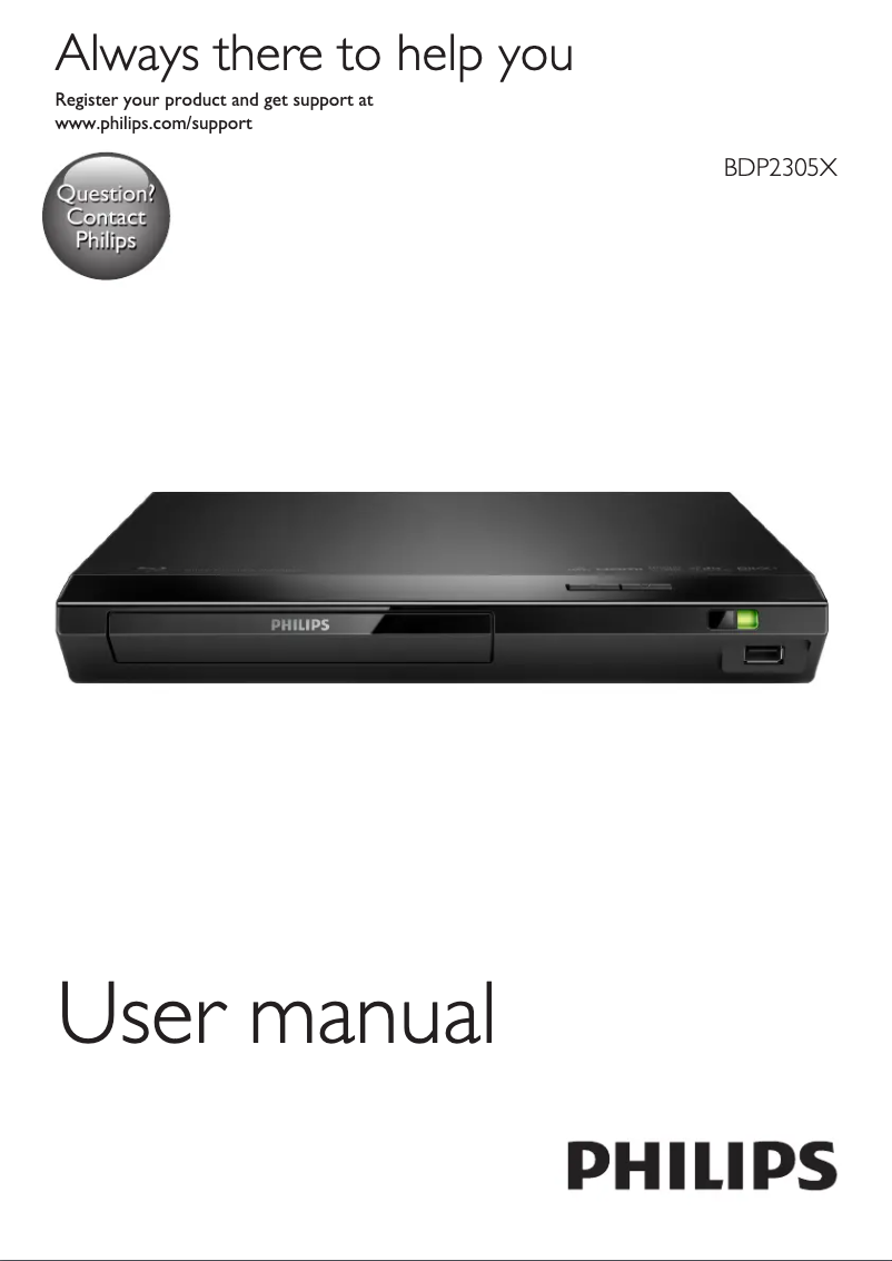 Página 1 del manual Manual de usuario Philips BDP2305X