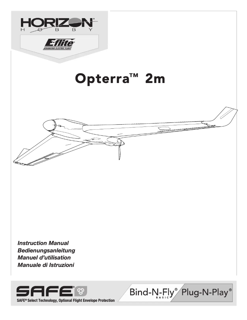 Page 1 de la notice Manuel utilisateur E-flite Opterra 2M Wing BNF Basic