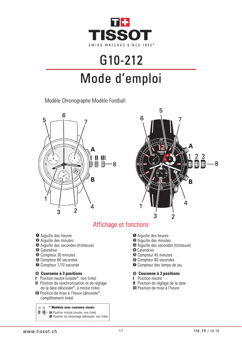 Image de la première page du manuel de l'appareil T-RACE Chronograph