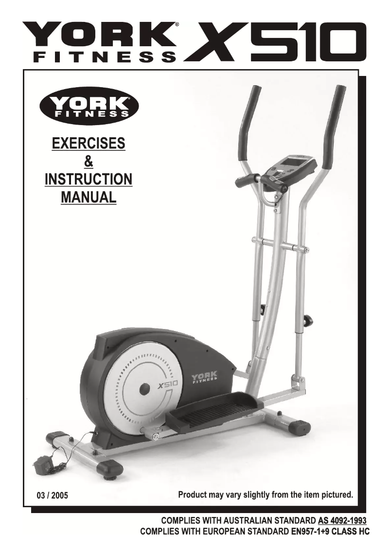 Page 1 de la notice Manuel utilisateur York Fitness X510