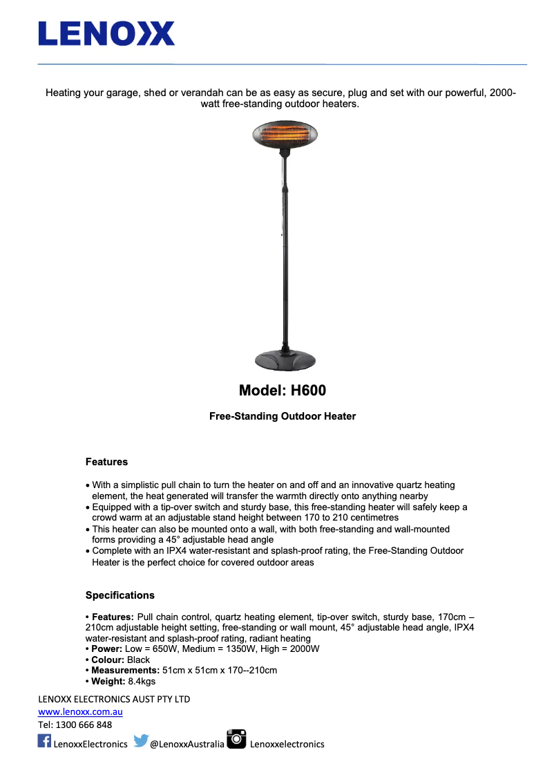 Page n°1 - Manuel utilisateur Lenoxx H600