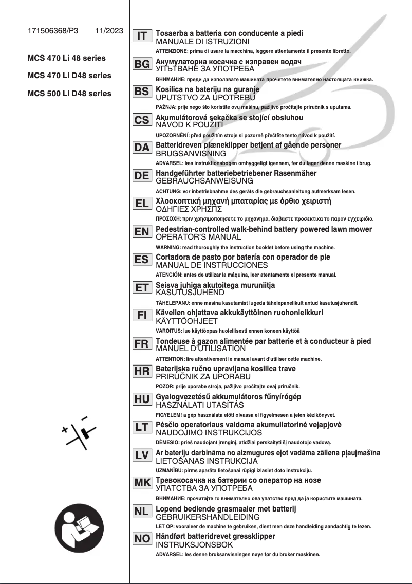 Page 1 de la notice Manuel utilisateur Stiga Multiclip 547e S Kit