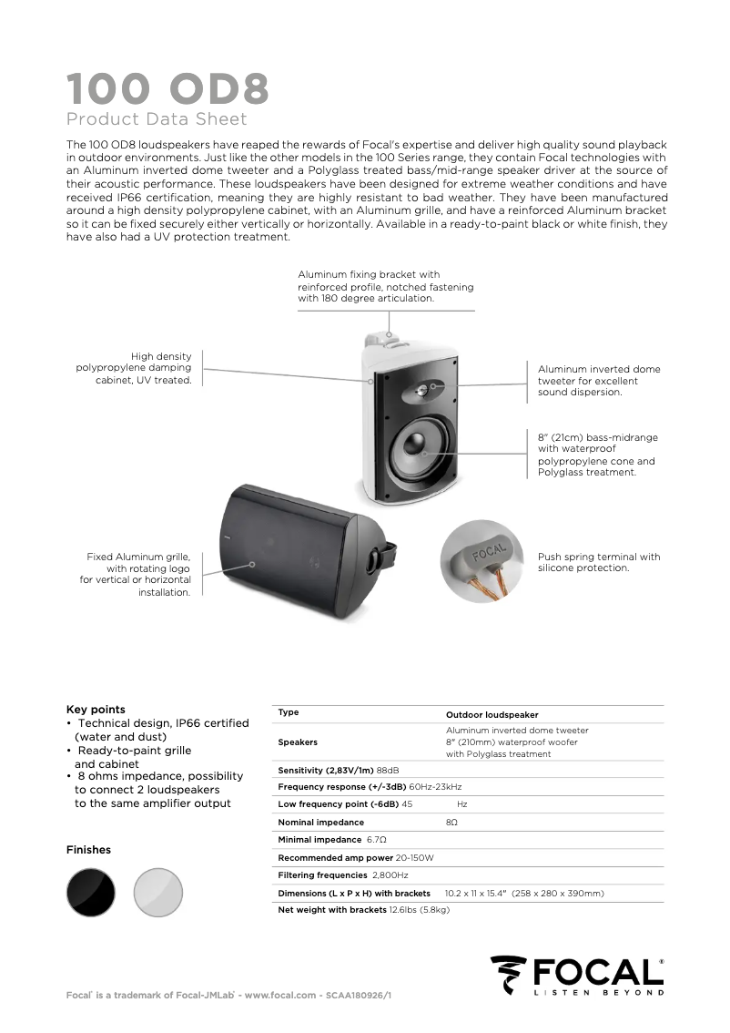 Página 1 del manual Ficha técnica Focal 100 OD8