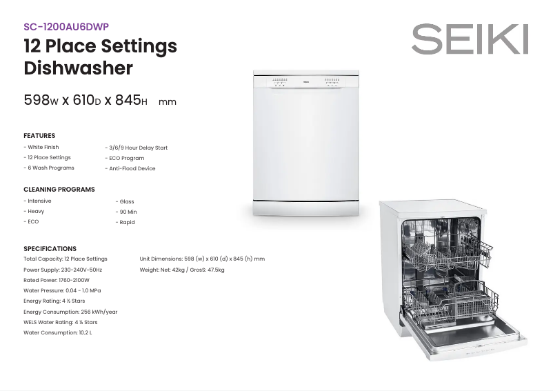 Image de la première page du manuel de l'appareil SC-1200AU6DWP