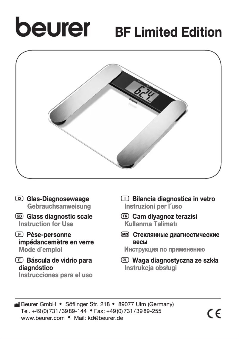 Page 1 de la notice Manuel utilisateur Beurer BF Limited Edition