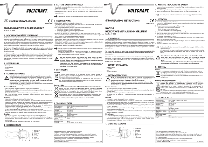 Page 1 de la notice Manuel utilisateur Voltcraft MWT-2G