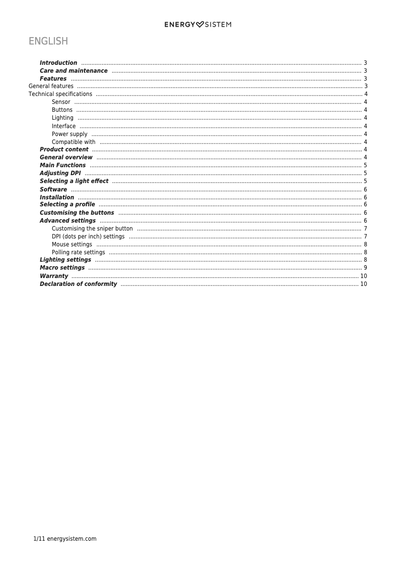 Página 1 del manual Manual de usuario Energy Sistem ESG M2