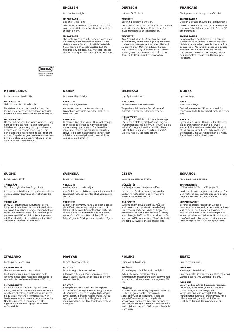 Page 1 de la notice Manuel utilisateur Ikea ENRUM 005.517.23