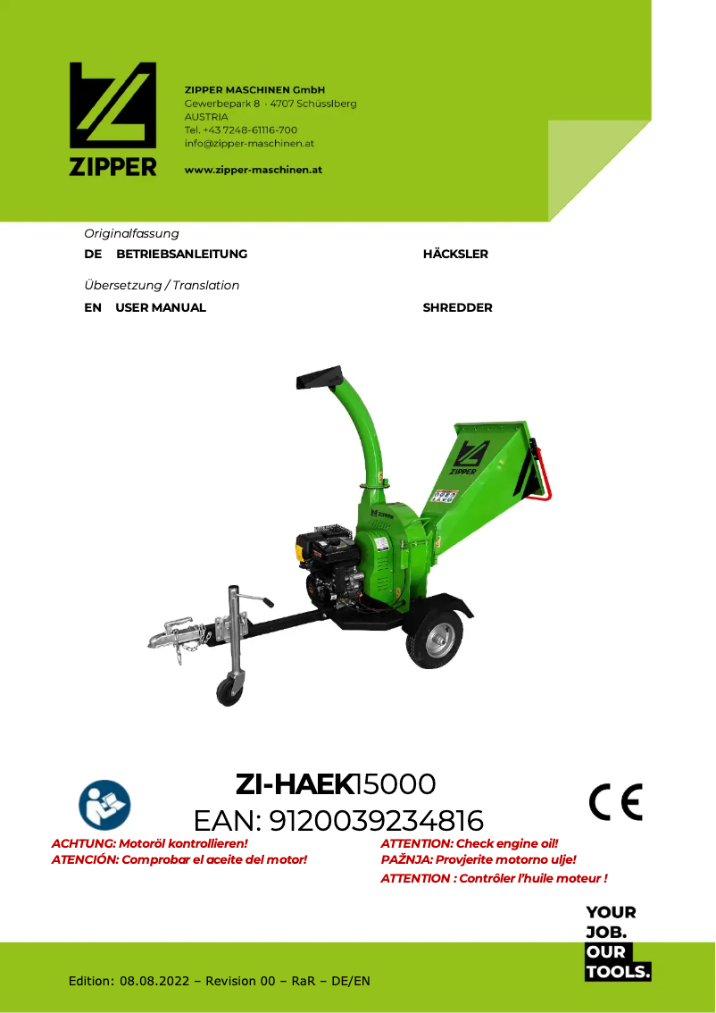 Page n°1 - Manuel utilisateur Zipper ZI-HAEK15000