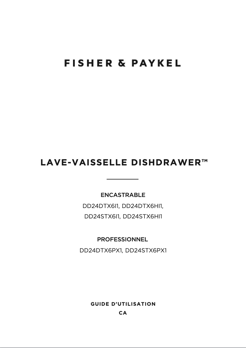 Page 1 de la notice Manuel utilisateur Fisher & Paykel DD24DTX6PX1