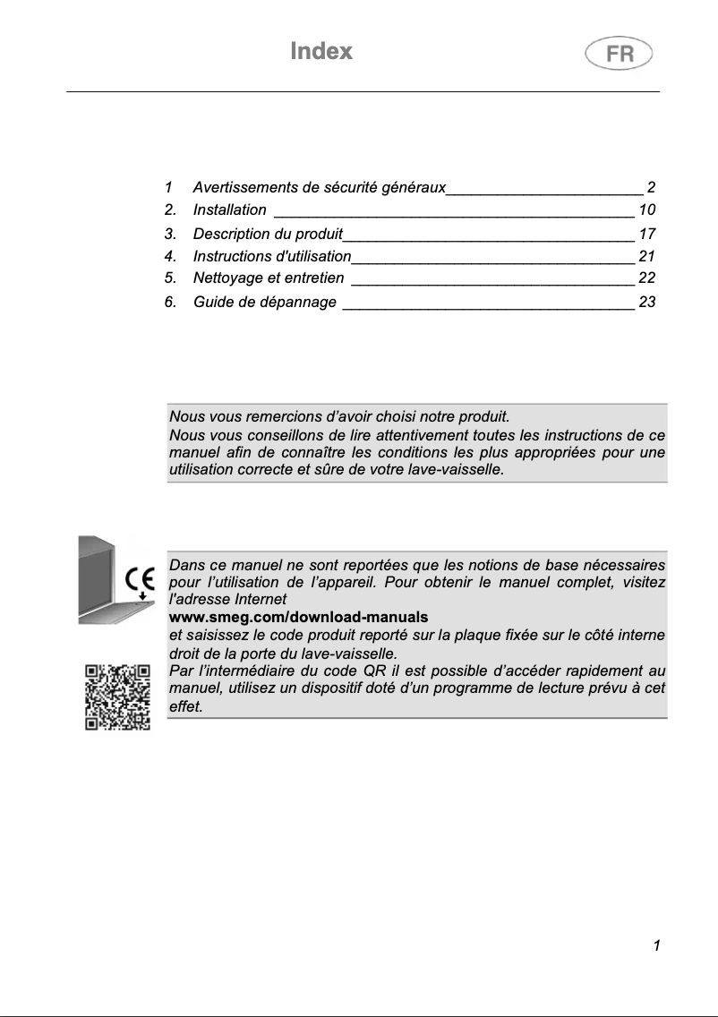 Page 1 de la notice Mode d'emploi Smeg STL33CBL