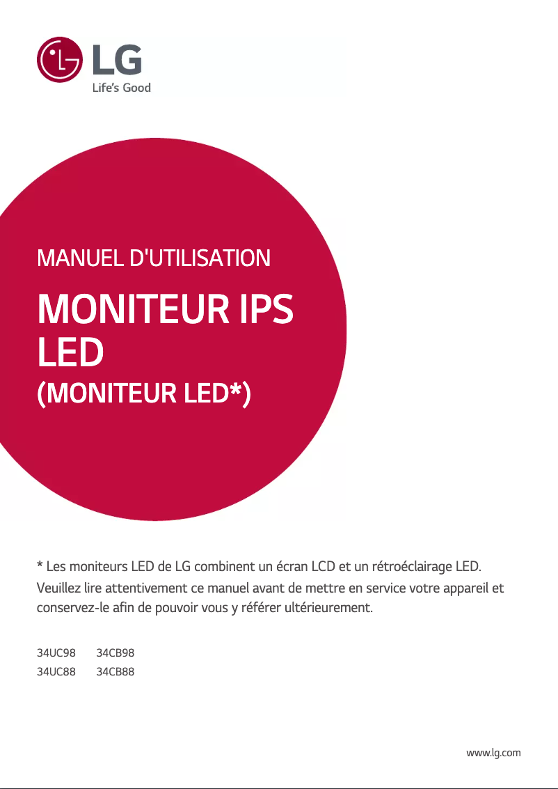 Page n°1 - Manuel utilisateur LG 34UC88-B
