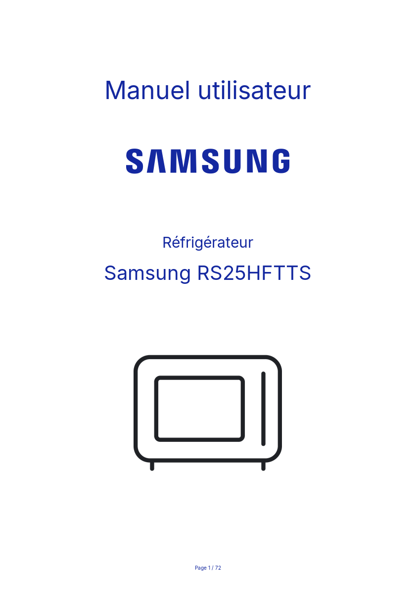 Page n°1 - Manuel utilisateur Samsung RS25HFTTS
