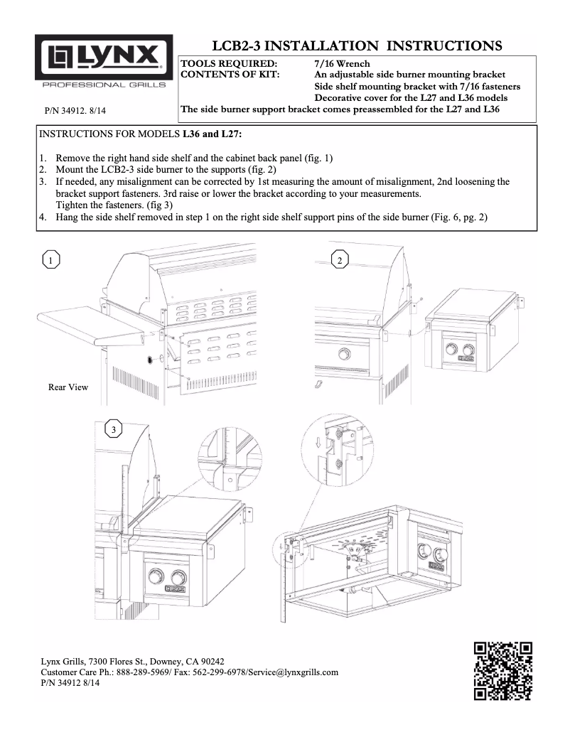 Page 1 de la notice Manuel utilisateur Lynx Professional LCB2-3