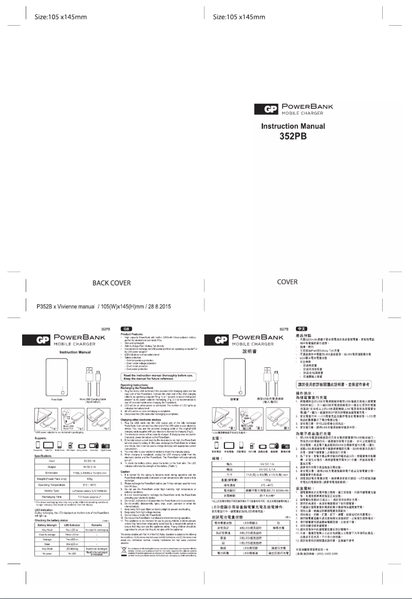 Page 1 de la notice Manuel utilisateur GP PowerBank Vivienne 352PB
