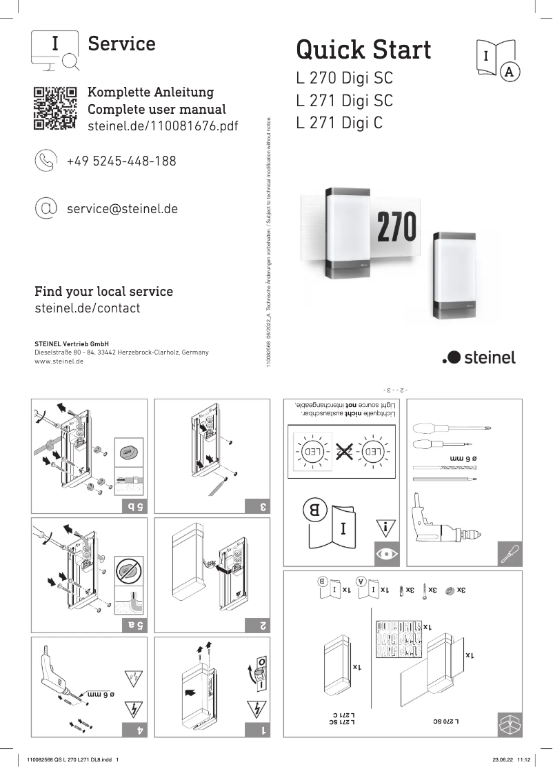 Page n°1 - Guide de démarrage rapide Steinel L 270 Digi SC