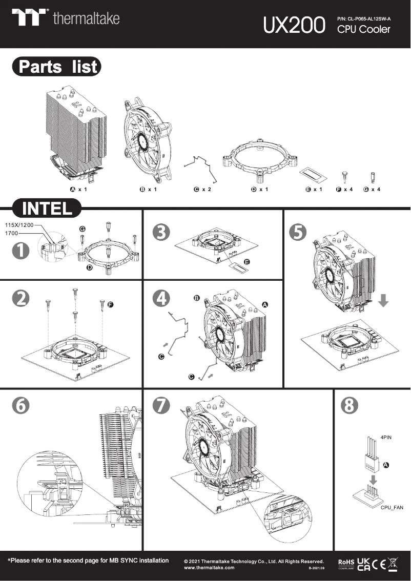 Page 1 de la notice Manuel utilisateur Thermaltake UX200