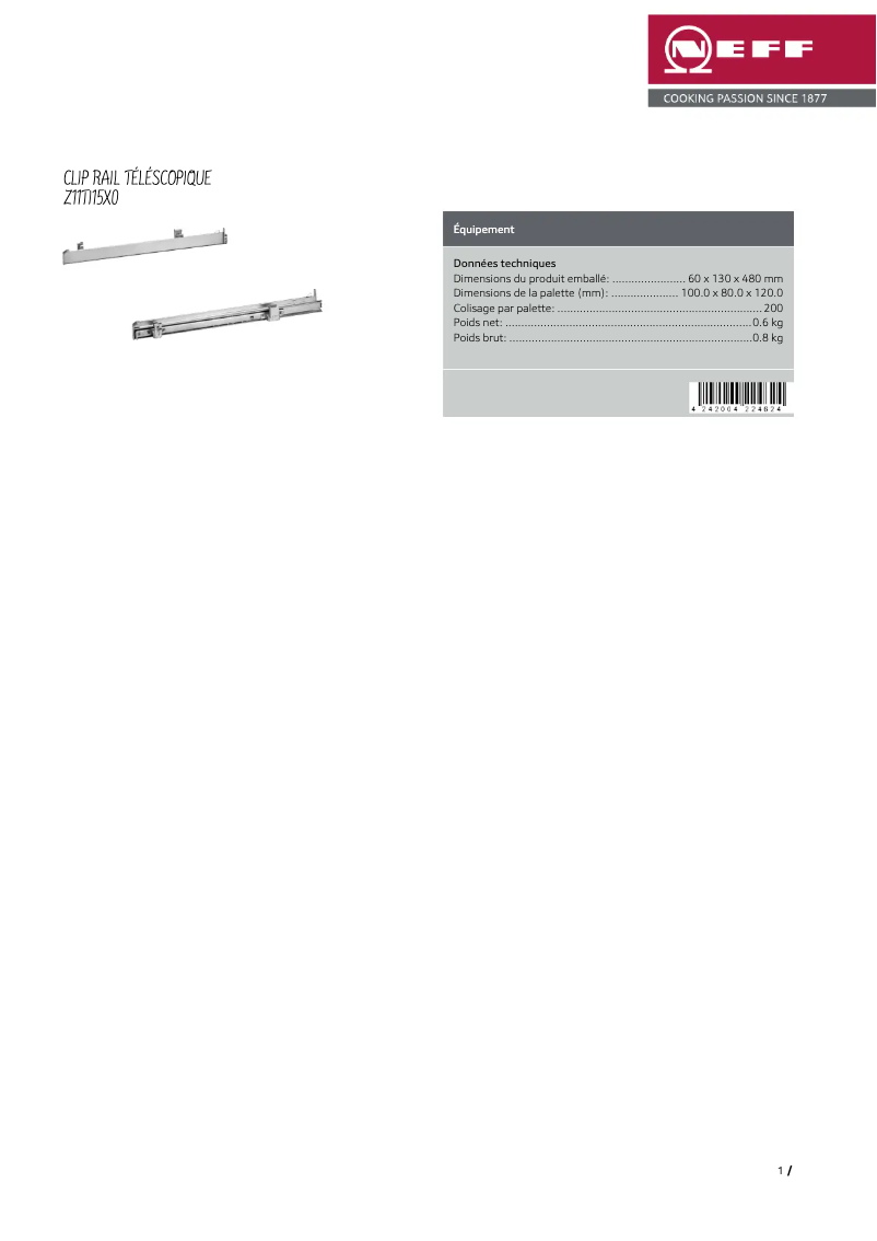 Page 1 de la notice Manuel utilisateur Neff Z11TI15X0