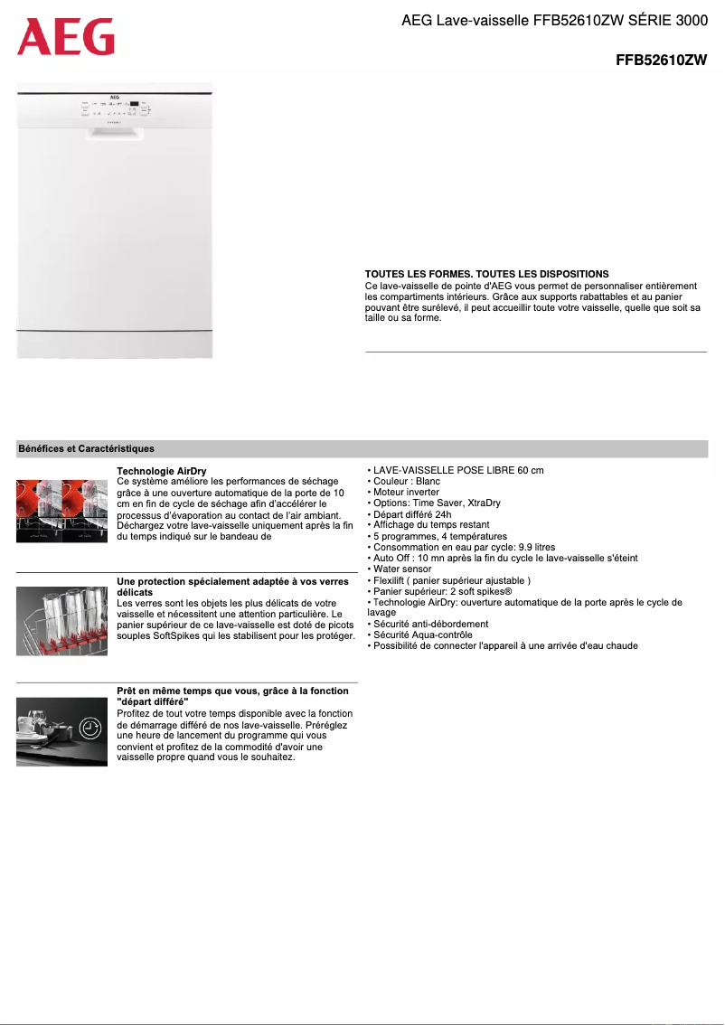 Page n°1 - Fiche technique AEG FFB52610ZW
