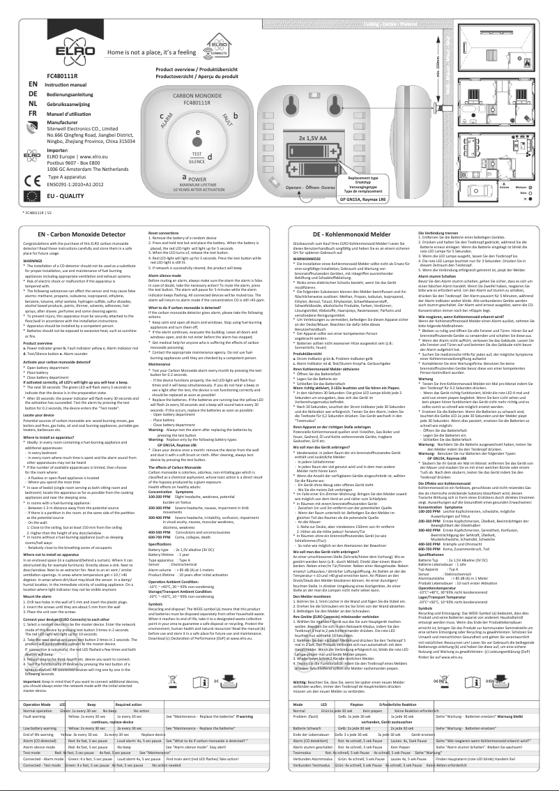 Page 1 of the manual User Manual Elro FC480111R