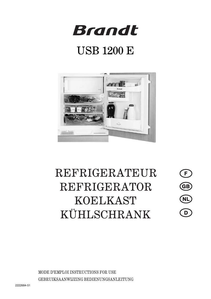 Página 1 del manual Manual de usuario Brandt USB1200E