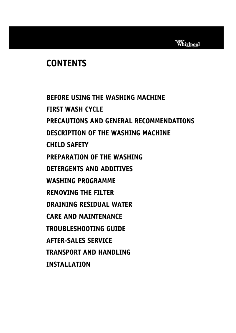 Page n°1 - Manuel utilisateur Whirlpool AWM 51201