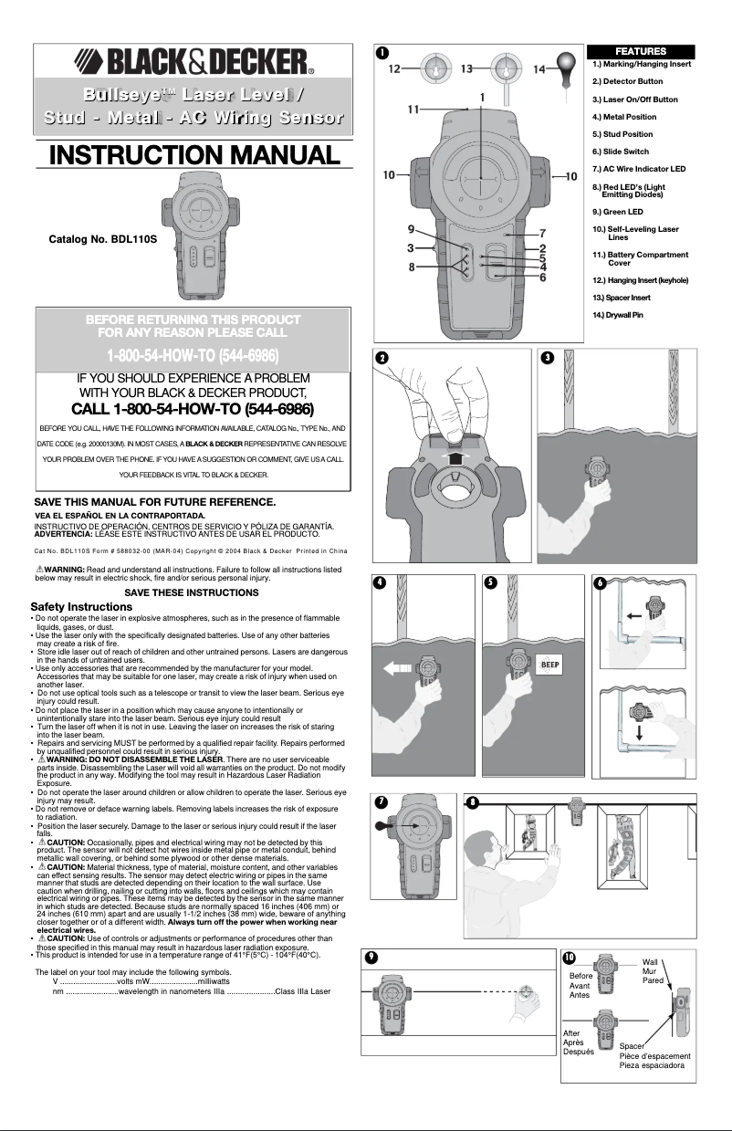 Page n°1 - Manuel utilisateur Black & Decker BDL110S