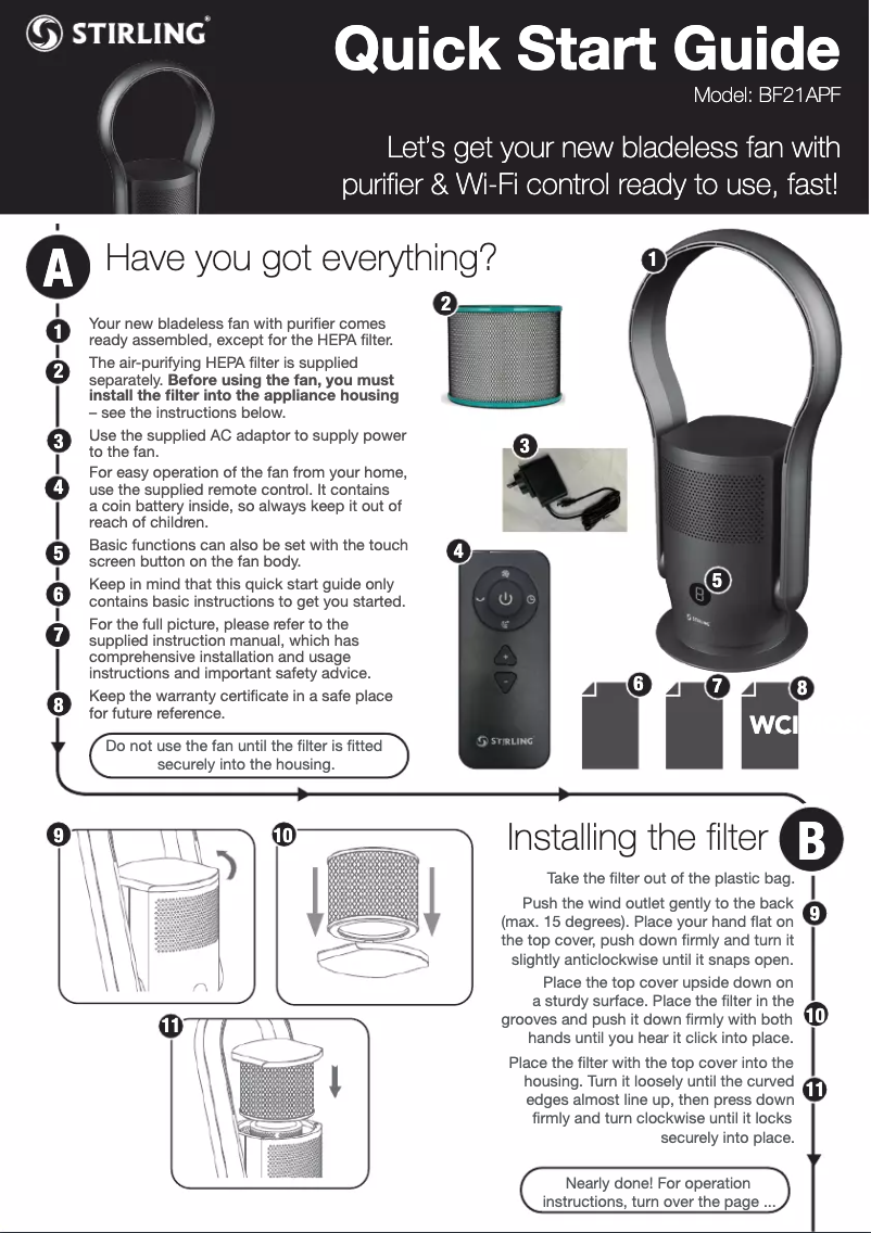 Image de la première page du manuel de l'appareil BF21APF