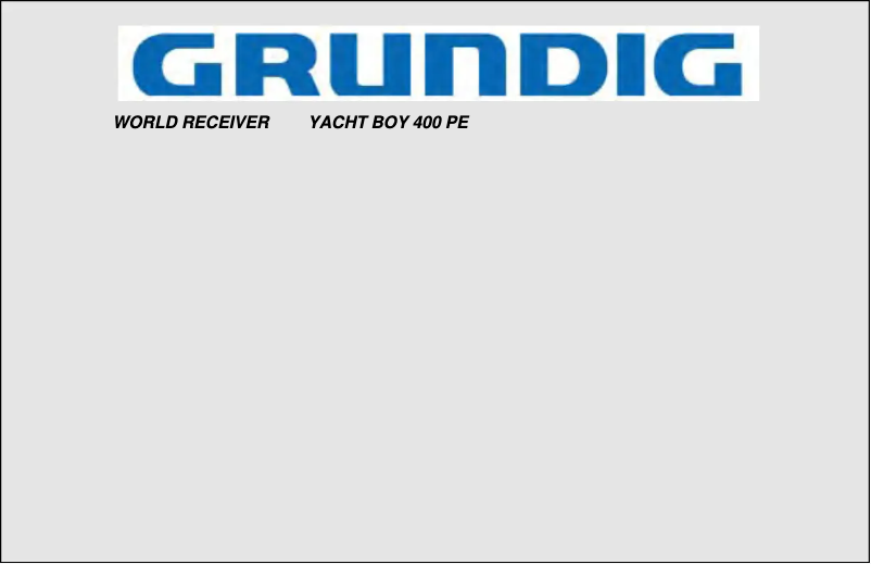 Page n°1 - Manuel utilisateur Grundig Yacht Boy 400 PE