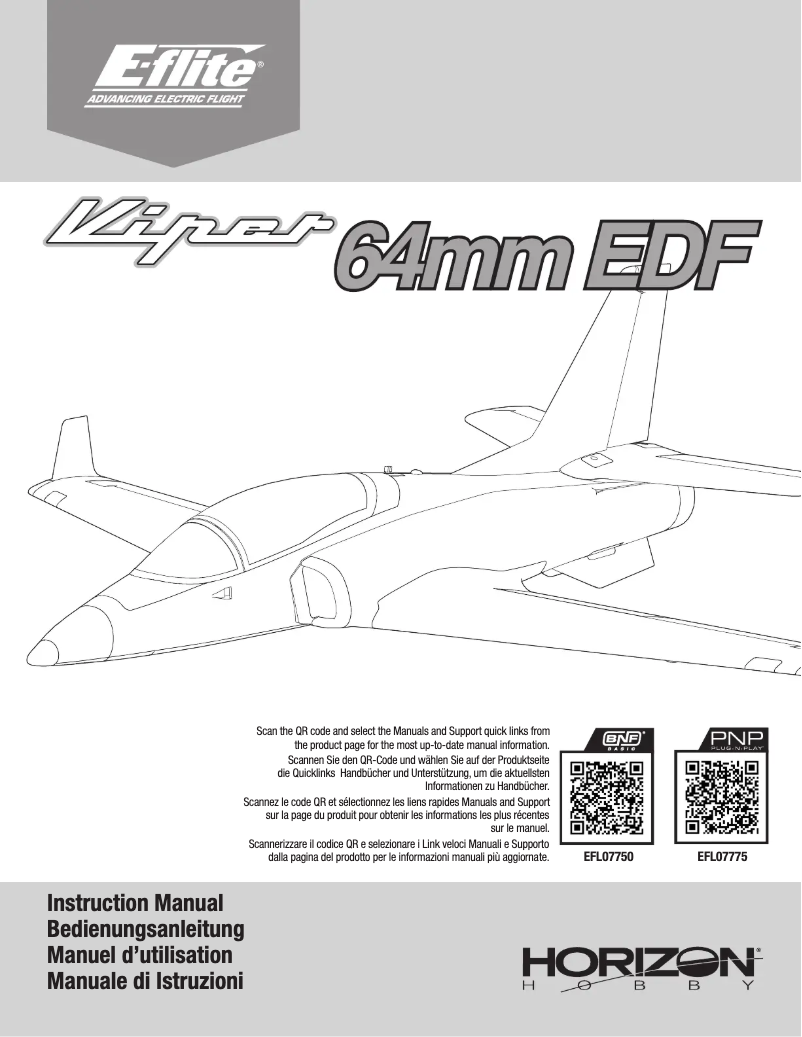 Page 1 de la notice Manuel utilisateur E-flite Viper 64mm EDF