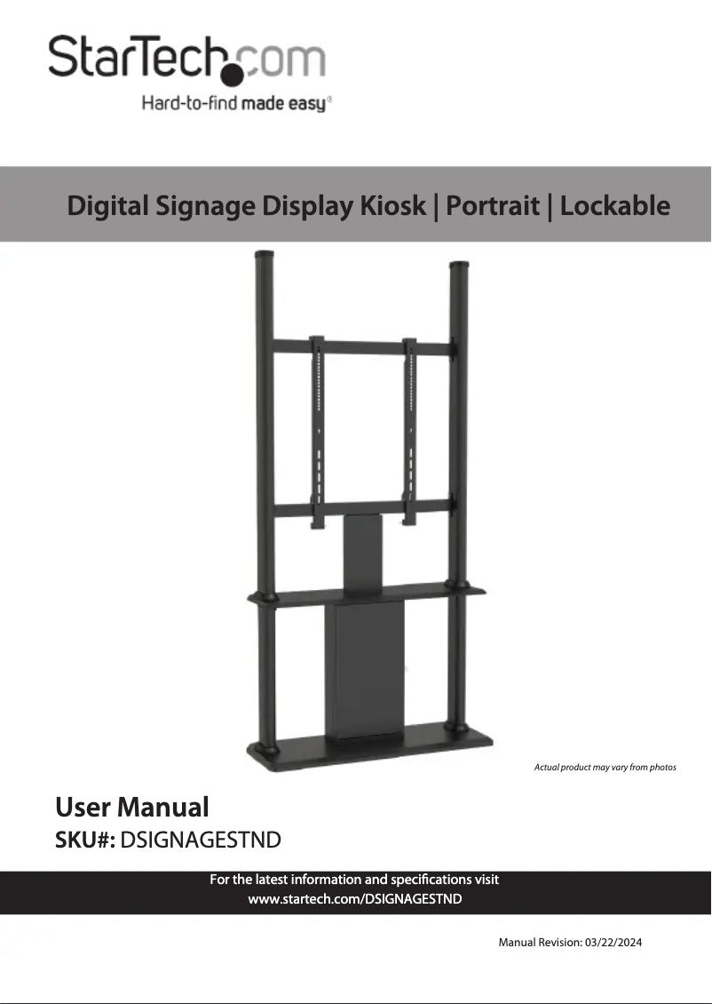 Page n°1 - Manuel utilisateur StarTech.com DSIGNAGESTND
